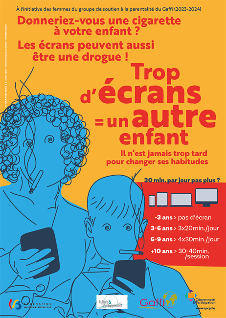 Trop d'écrans pour nos enfants - Affiche préventive